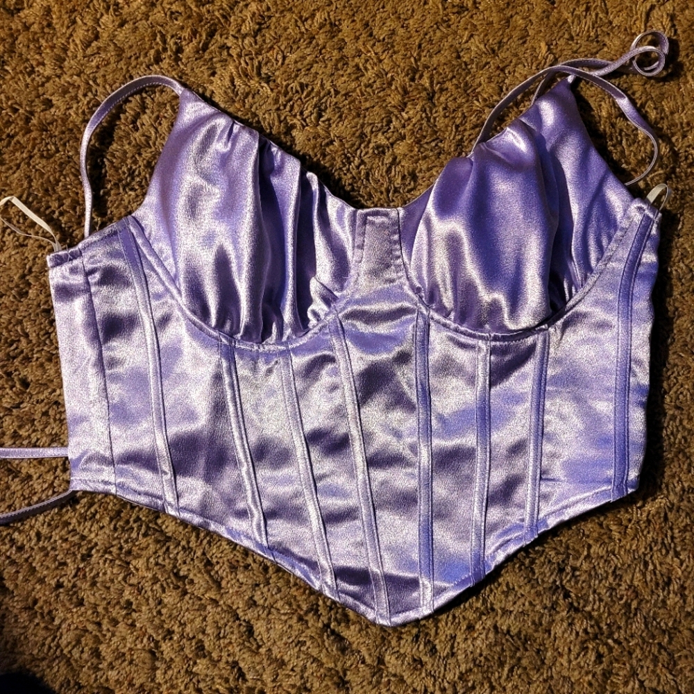 NEW Metallic Purple Corset Crop Top
